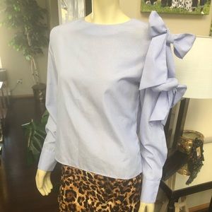 SHEIN BOW TIE SLEEVED SHIRT